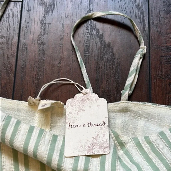 Hem & Thread Green and Cream Top with Boxy Asymmetrical Style - Picture 2 of 4